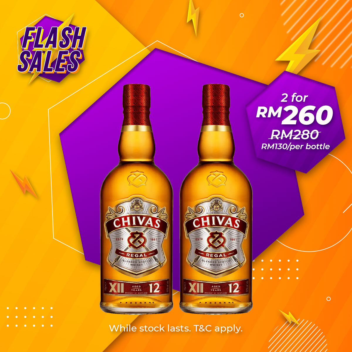 Flash Sale - Chivas Regal 12 Years Old Blended Scotch [750ML] x 2