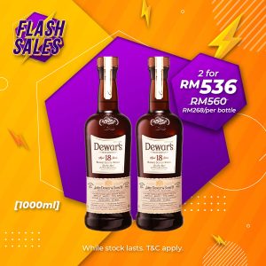 Flash Sale - Dewar's 18 Years Blended Scotch [1000ML] x 2