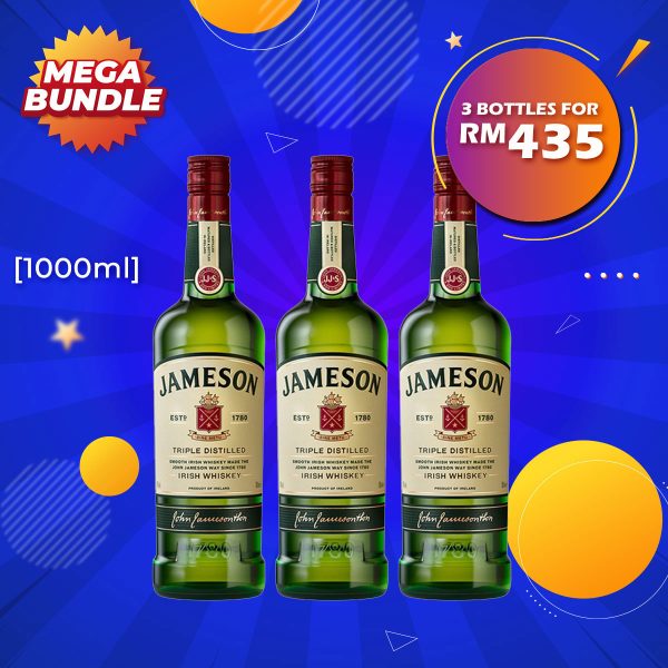 Mega big bundle - jameson triple distilled irish whisky [1000ml] x 3