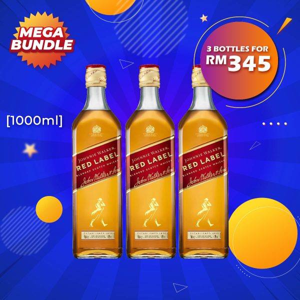 Mega big bundle - johnnie walker red label blended scotch [1000ml] x 3