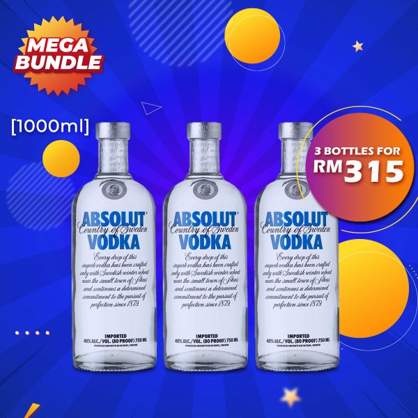 Mega Big Bundle - Absolut Blue Vodka [1000ML] x 3