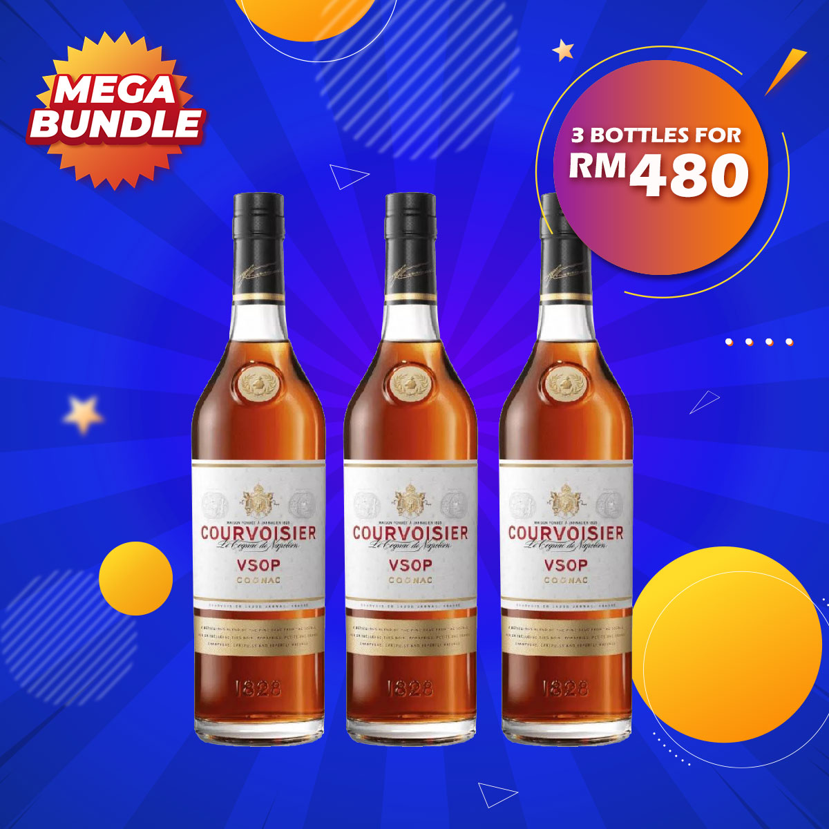 Mega Big Bundle - Courvoisier V.S.O.P Cognac [750ML] x 3