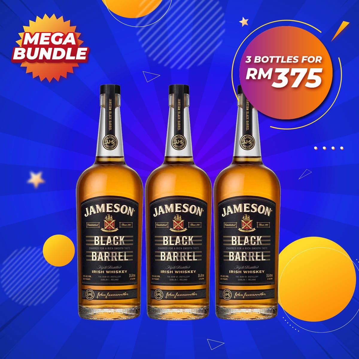 Mega Big Bundle - John Jameson Black Barrel Blended Irish Whisky [700ML] x 3