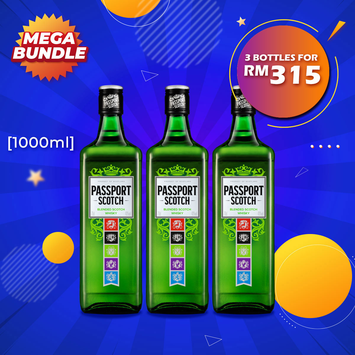 Mega Big Bundle - Passport Blended Scotch Whisky [1000ML] x 3