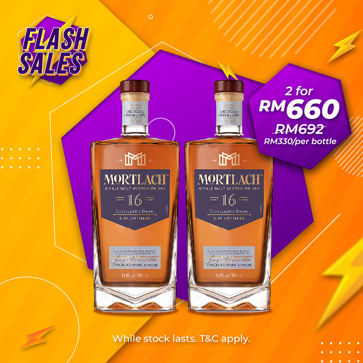 Flash Sale - Mortlach Distiller's Dram 16 Years Speyside Single Malt Scotch [700ML] x 2