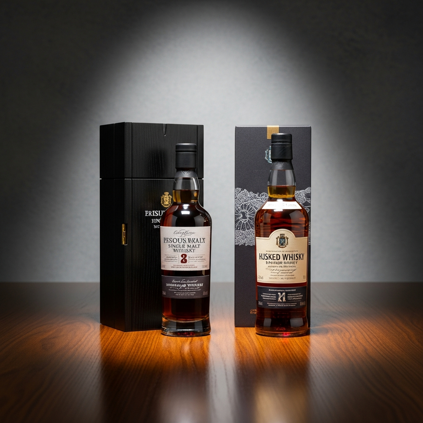 To visually represent the choice between a collector's whisky and a casual enthusiast's whisky, as discussed in the 'premium whisky gifts' section.