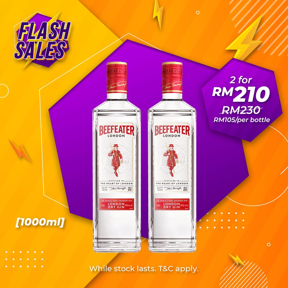 Flash Sale - Beefeater London Dry Gin [1000ML] x 2
