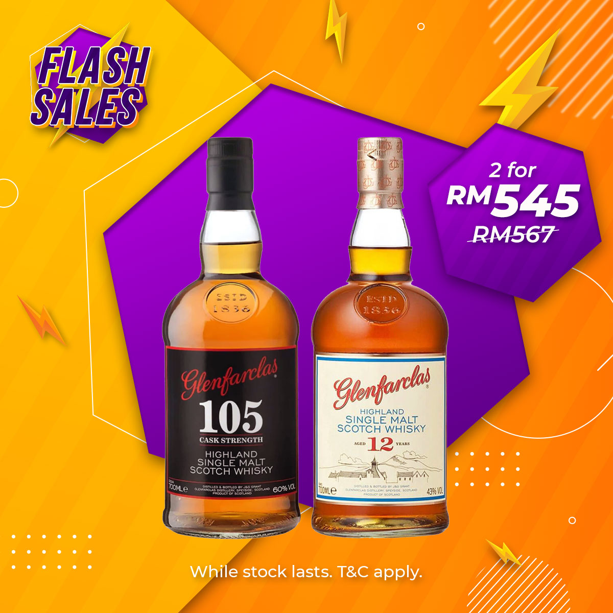 Flash Sale - Glenfarclas 105 & 12 Years Speyside Single Malt [700ML]