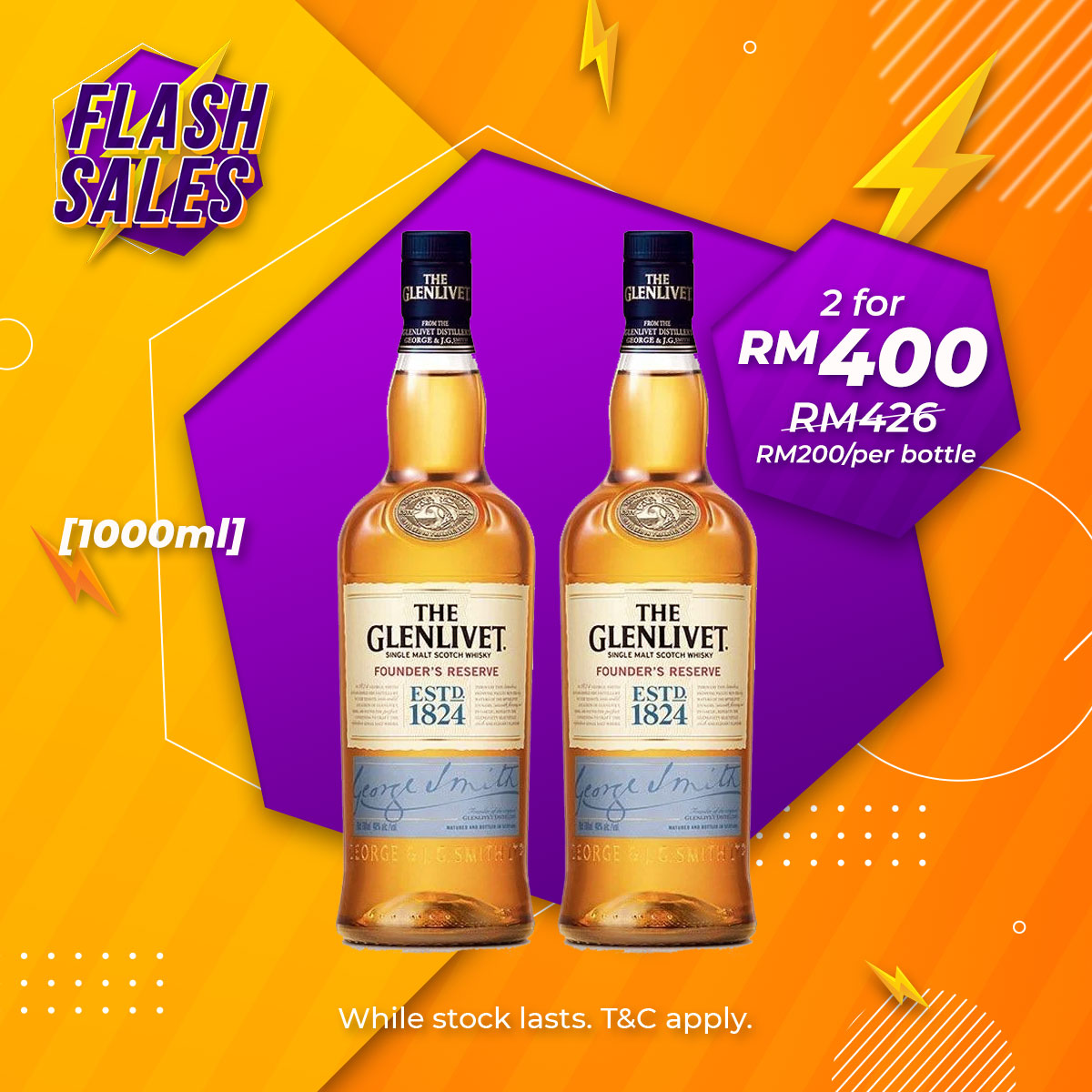 Flash Sale - Glenlivet Founder's Reserve Speyside Single Malt [1000ML] x 2