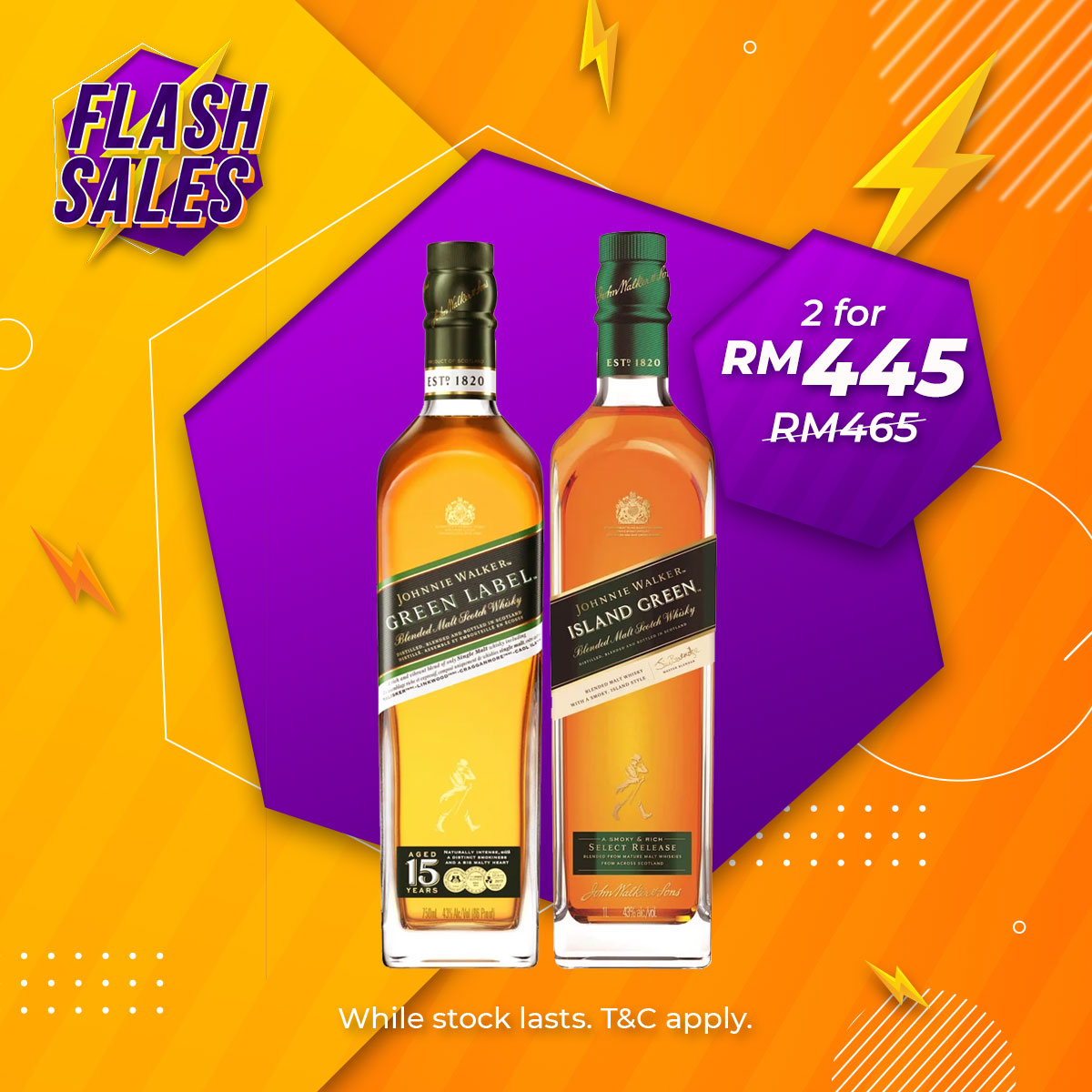 Flash Sale - Johnnie Walker Island & Green Label 15 Years Blended Scotch