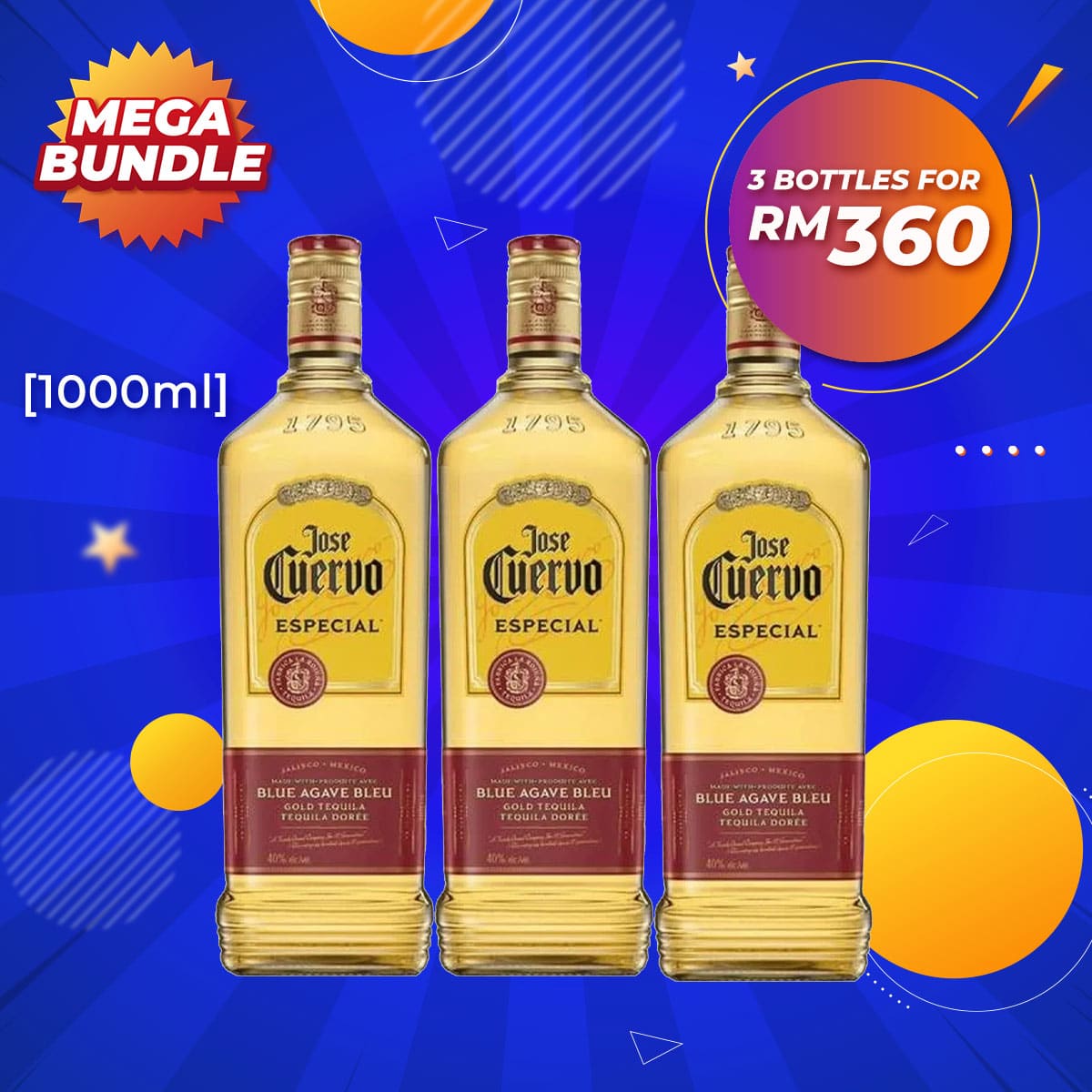 Mega Big Bundle - Jose Cuervo Especial Gold Tequila [1000ML] x 3