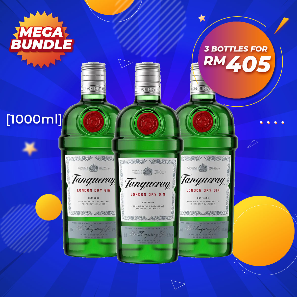 Mega Big Bundle - Tanqueray London Dry Gin [1000ML] x 3