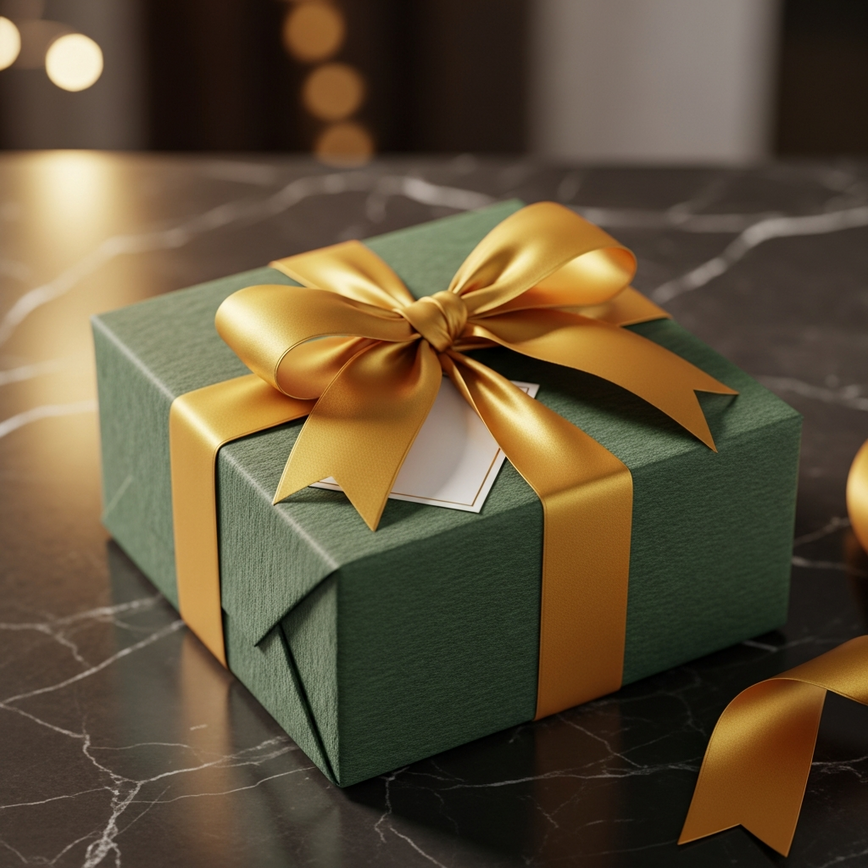To showcase the final, elegant result of the 'professional gift wrapping services', highlighting the luxurious and gift-worthy presentation.