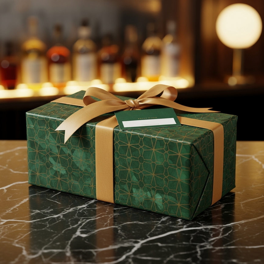 To highlight the final, elegant result of the 'professional gift wrapping services', showcasing a luxurious and gift-worthy presentation.