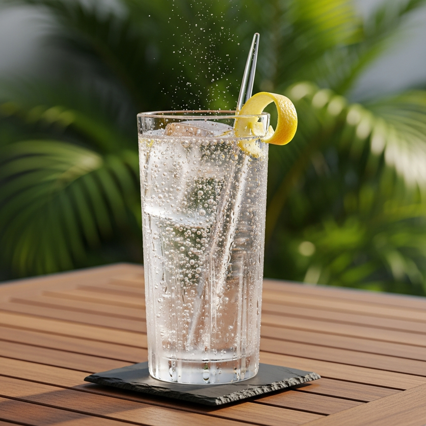 To visually represent the refreshing whisky highball, a key serving suggestion for malaysia's tropical climate, highlighting its crisp and cooling qualities.