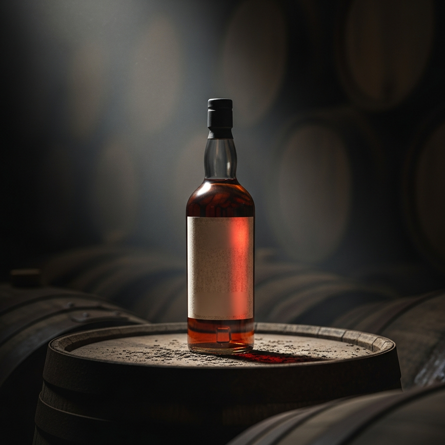 To represent the concept of rare and valuable 'discontinued distillery bottles', conveying a sense of history, rarity, and investment potential.