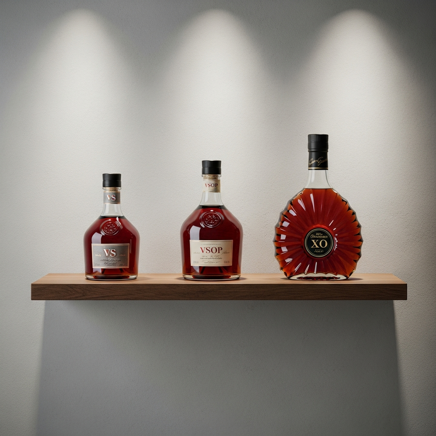 To visually explain the cognac classification system by showing the progression from v. S. To v. S. O. P. To x. O.
