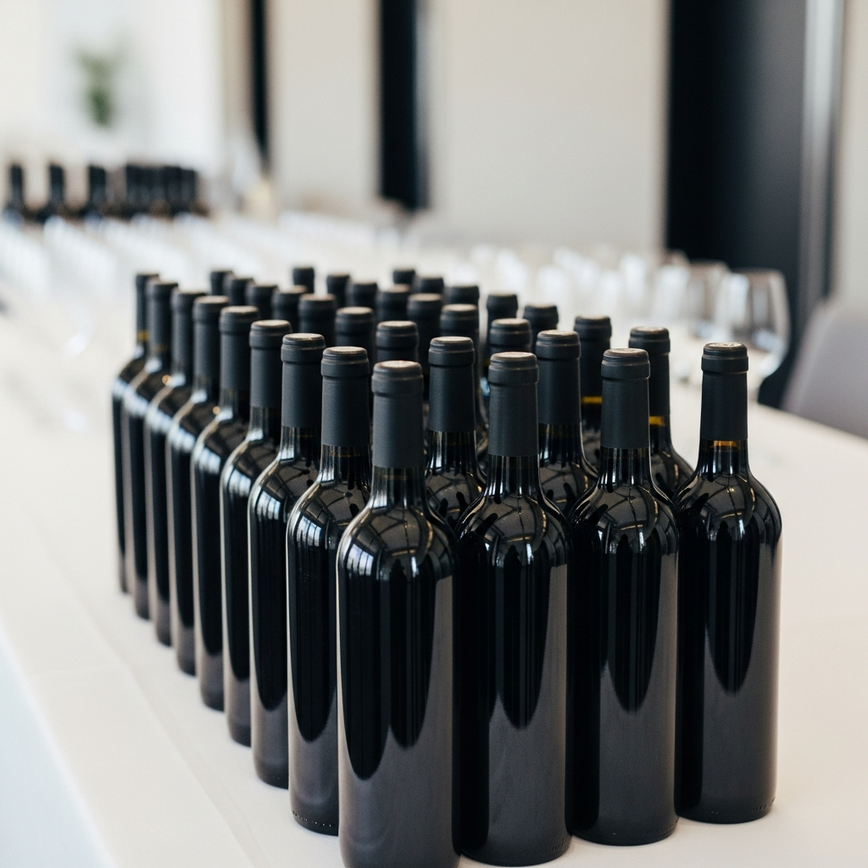 To illustrate the concept of bulk liquor ordering for corporate and private events, emphasizing professionalism and scale.