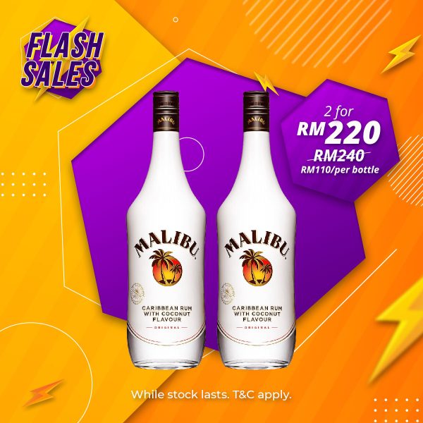 Flash sale – malibu original white rum [1000ml] x 2