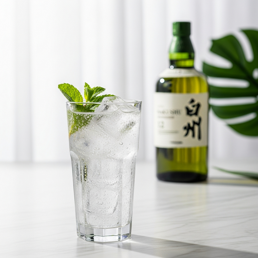 To illustrate the refreshing character of hakushu whisky, specifically prepared as a highball, which is recommended for malaysia's warm climate.