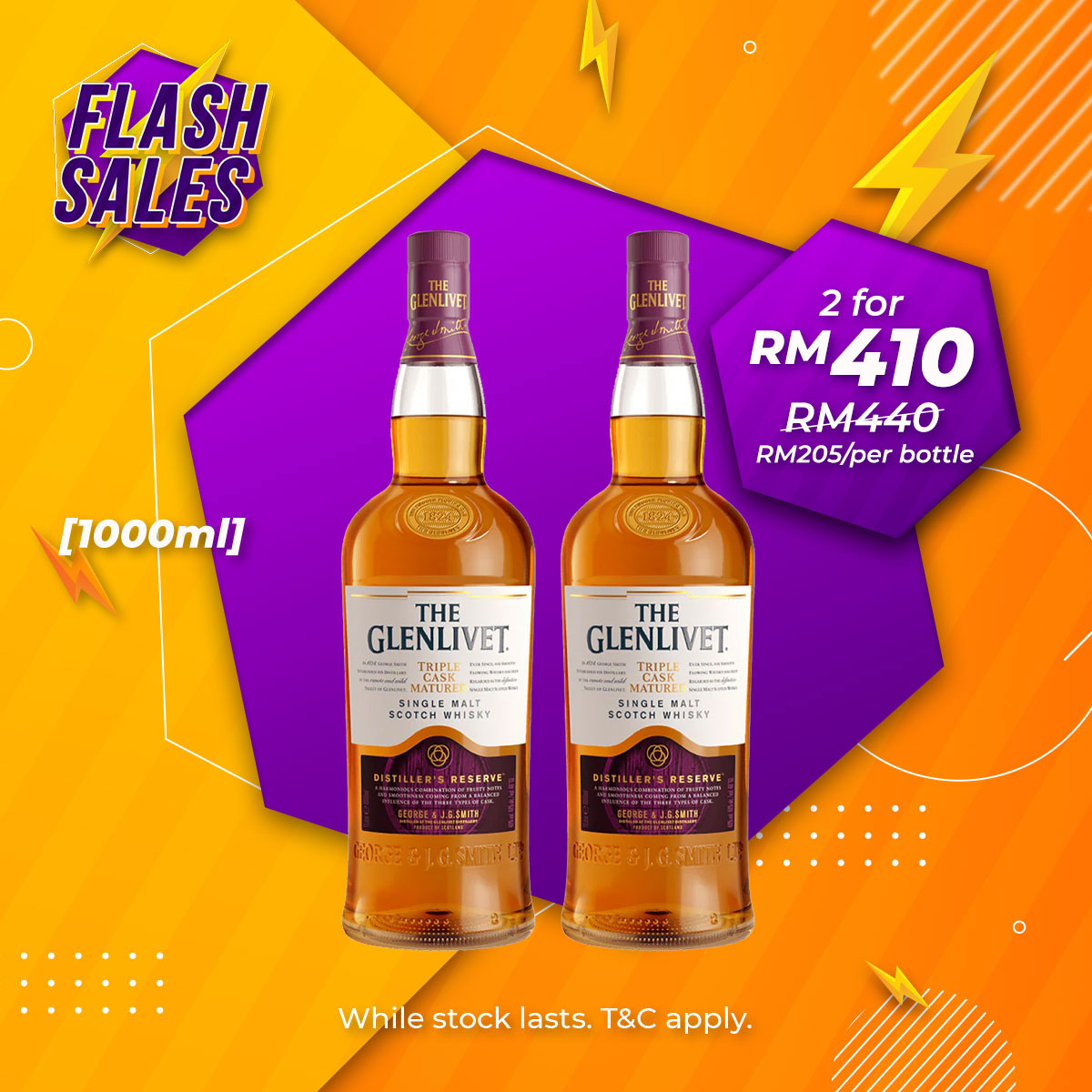 Flash Sale - Glenlivet Triple Cask Matured Speyside Single Malt [1000ML] x 2