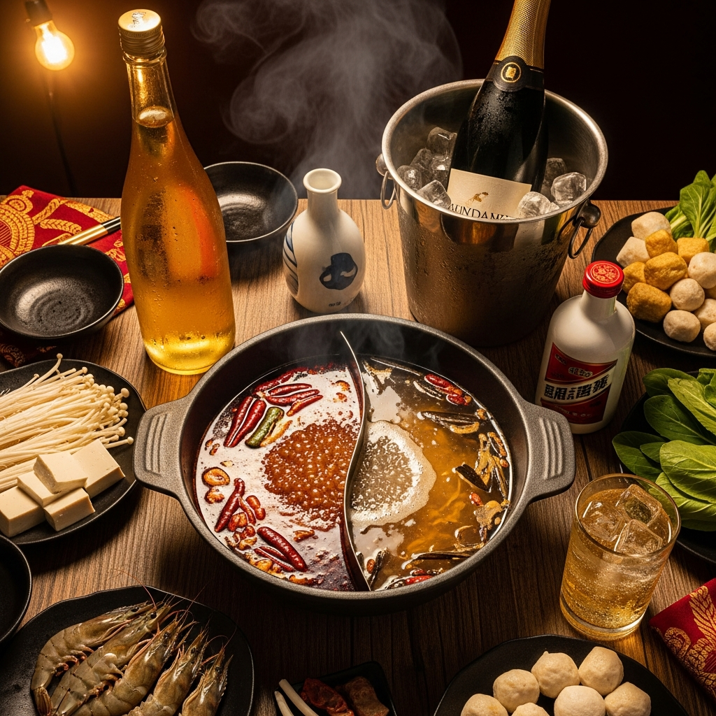 Steamboat spread with sake, sparkling wine, baijiu and highball pairings