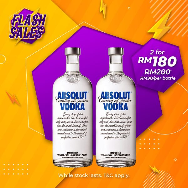 Flash sale - absolut blue vodka [750ml] x 2