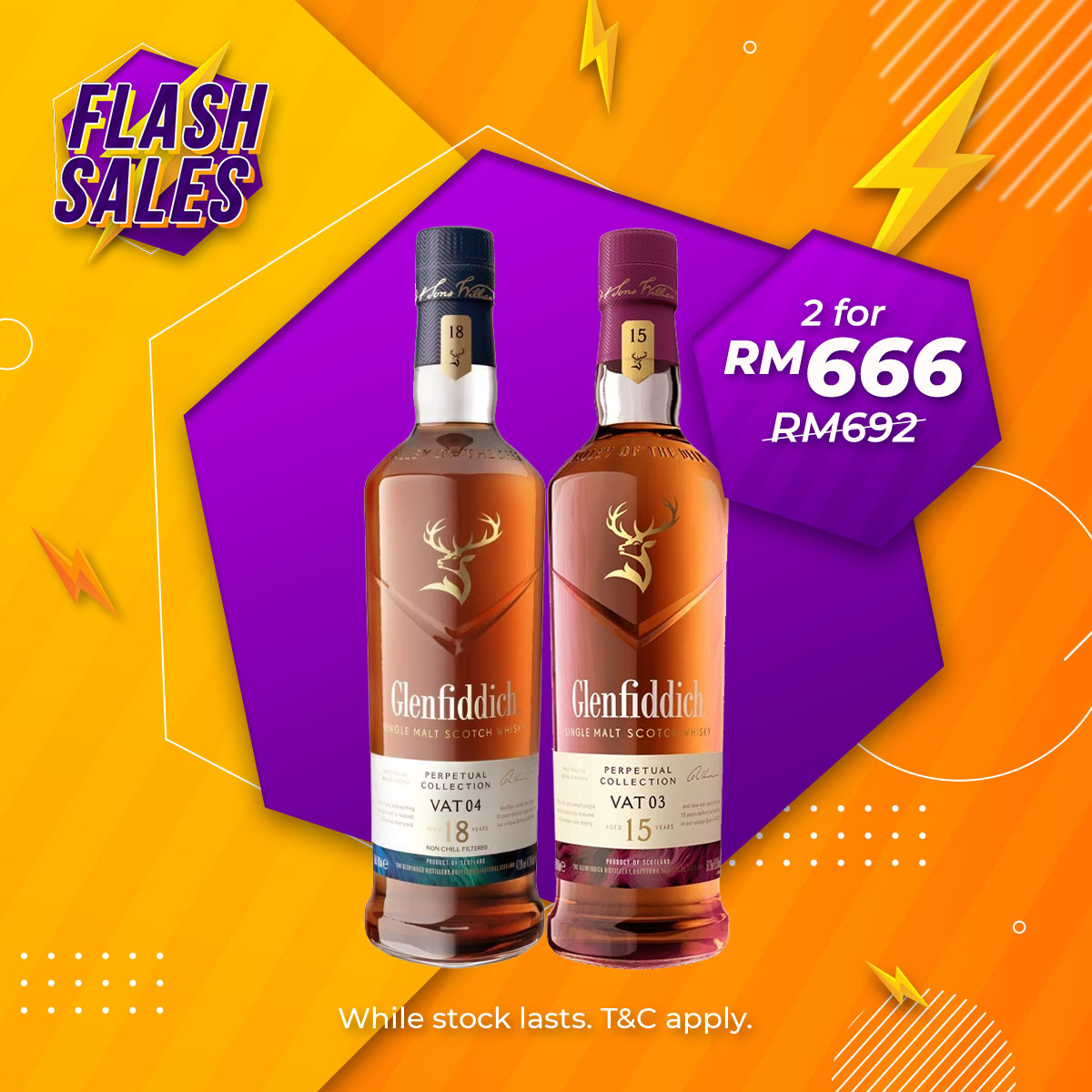 Flash Sale - Glenfiddich Perpetual Collection 15 Years VAT 03 & 18 Years VAT 04 Speyside Single [700ML] x 2